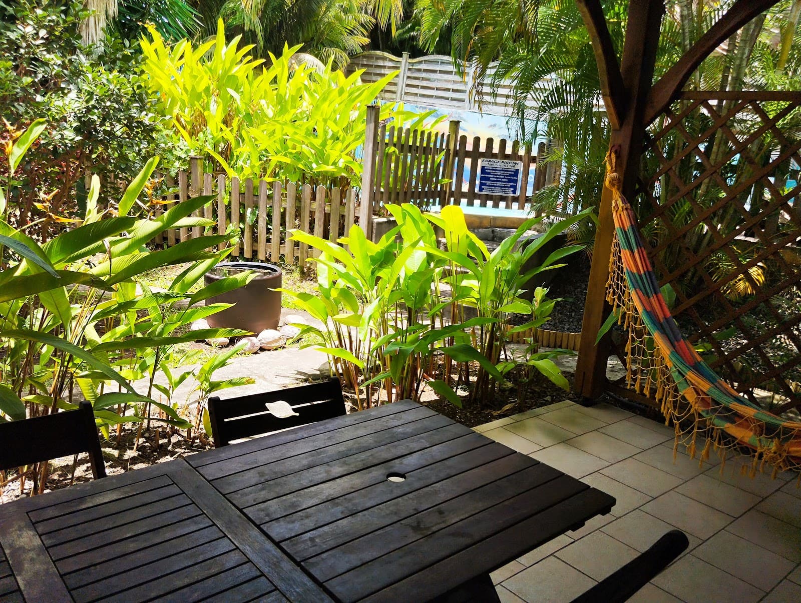 Espace extérieur planté de végétaux tropicaux
